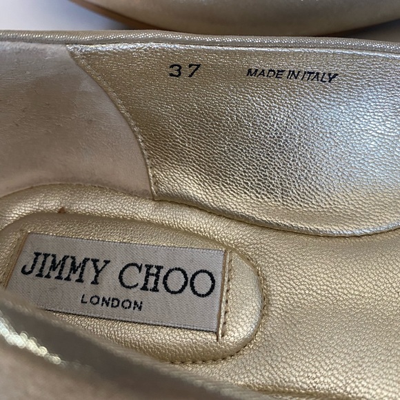 Jimmy Choo Gold Ballerina Flats - Size 37 c/w Box & Dustbag -Excellent Condition - Picture 13 of 14